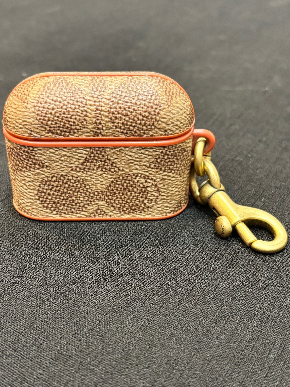 Coach AirPods Case with Brass Clip - Brown & Tan for Pro 1 or 2